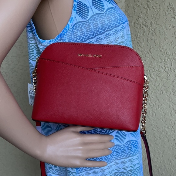 MICHAEL KORS Jet Set Travel Medium Logo Dome Crossbody Bag FLAME COLOR - Picture 15 of 16